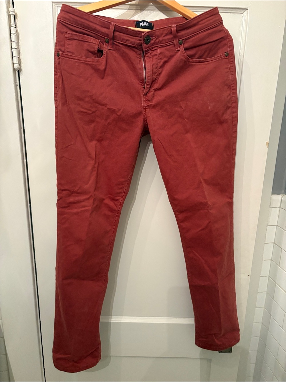PAIGE Men's Slim Straight Jeans in Rust